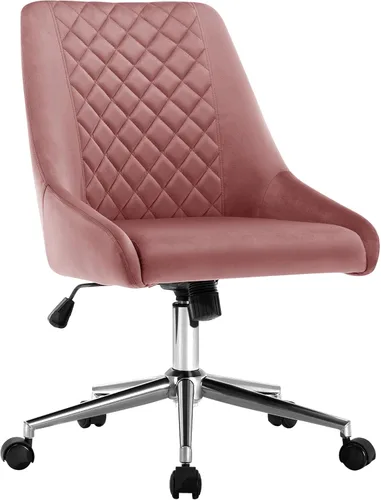 Miniatura 11 de Duhome - Silla de oficina en casa de terciopelo con ruedas, silla giratoria con respaldo, silla tapizada ajustable para computadora sin brazos