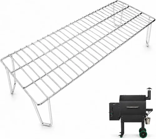 Miniatura 10 de GRISUN Rejilla de calentamiento plegable para parrilla de pellets Pit Boss 700FB, estante de calentamiento superior de acero inoxidable para Pit