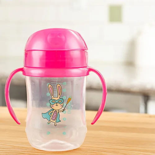 Miniatura 5 de Dr. Brown's Milestones Vaso de aprendizaje con boquilla suave con asas, Conejito Rosa Héroe, libre de BPA, 9 oz/270 mL, 9m+ Pink Bunny Hero