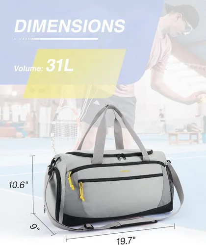 Miniatura 6 de BAGSMART Bolsa de viaje deportiva con compartimento para zapatos y bolsillo húmedo, bolsa de lona de mano para el fin de semana, resistente al agua