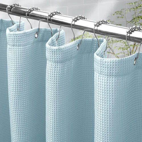 Miniatura 20 de AmazerBath - Cortina de ducha extralarga de 96 pulgadas, cortina de ducha de nido de abeja blanca extralarga, cortinas de ducha de tela para baño