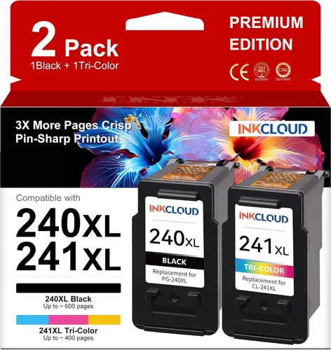 240XL 241XL - Cartuchos de tinta de repuesto para Canon PG 240XL CL 241XL 240 241, paquete combinado para PIXMA MG3620 MG3520 TS5120 MX472 MX532