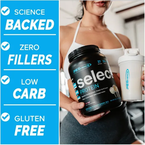 Miniatura 6 de PEScience Select Protein Powder, mezcla de suero y caseína, proteína limpia en polvo para mujeres y hombres, baja en calorías, baja