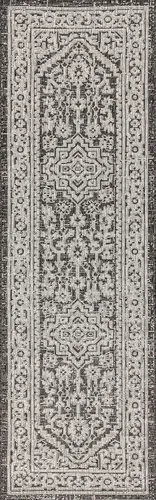 Miniatura 3 de Eyely BMS101D-28 - Alfombra de pasillo con textura de medallón de Santa Mónica Slesi, para interiores y exteriores, estilo costero, bohemio, Gris