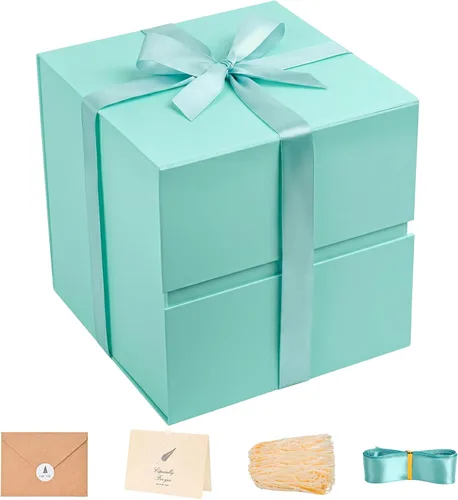 Miniatura 73 de LIFELUM Square Gift Box with Magnetic Lid, Card, Sticker, Ribbon, Shredded Paper Filler for Business, Wedding, Birthdays