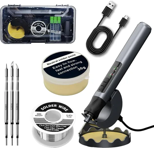 Miniatura 11 de Kit de soldador naranja 909A 90W con pantalla LED y calentador de cerámica, herramienta de soldadura digital de temperatura ajustable, incluye 90w