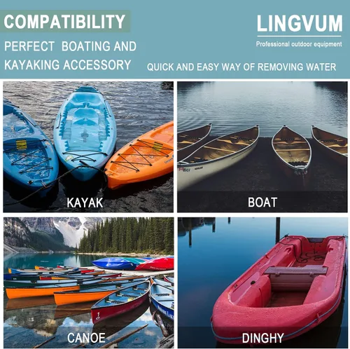 Miniatura 5 de Bomba de sentina manual para kayak, canoa y barco, bomba de agua manual de sifón portátil de 17 pulgadas para kayaks con manguera reversible, naranja