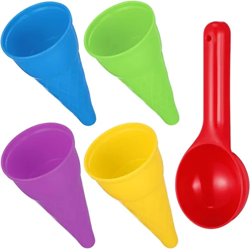 TOYANDONA Juguetes de playa de plástico para helados, 5 uds. Cuchara para niños, juguetes de arena para niños pequeños (color aleatorio)