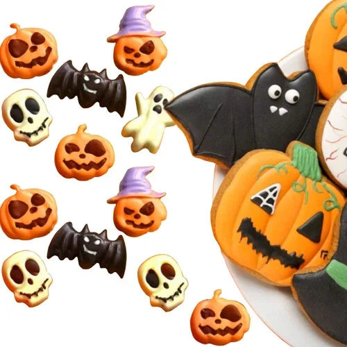 Miniatura 4 de Molde de silicona para chocolate con temática de Halloween, calabaza, murciélago, calavera, fantasma, molde para caramelos, 2 unidades de 12