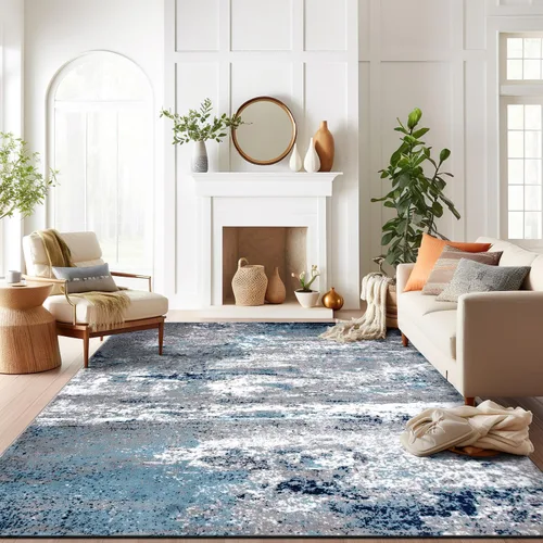 Miniatura 8 de Rugshop - Alfombra moderna envejecida gris abstracta estilo bohemio con acuarela para pasillo, entrada y cocina, 2 pies x 7 pies
