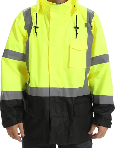 Miniatura 2 de Chaquetas de lluvia reflectantes para hombre impermeables, abrigo de seguridad Hi Vis con tiras reflectantes, chaquetas de lluvia de alta Lima02