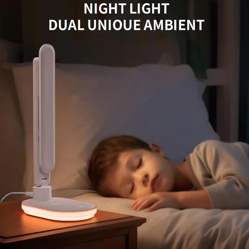 Miniatura 6 de Lámpara de escritorio LED con carga inalámbrica QI de 10 W, lámpara de mesa Flexo con 3 colores y 5 niveles de brillo con función de carga, USB