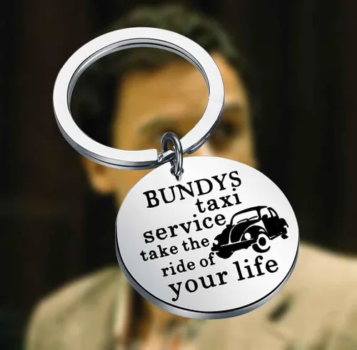 Miniatura 6 de OKEYCH Regalo inspirado en el asesino en serie, Bundys Taxi Service Take The Ride Of Your Life Llavero Serial Killer Fan Jewelry