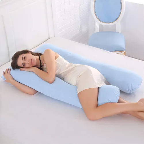 Miniatura 2 de Almohada de embarazo grande en forma de U de cuerpo completo con funda de almohada de algodón reemplazable y lavable para mujeres embarazadas que