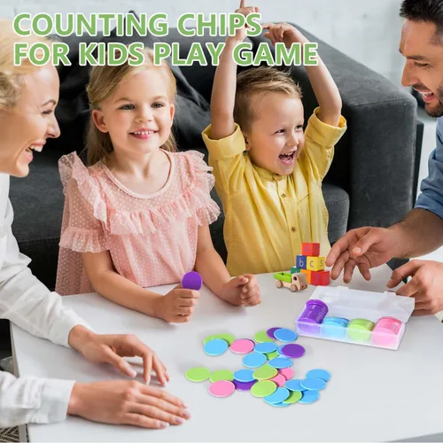 Miniatura 4 de SenseYo 100 fichas de juego de cartas de póquer de 1.45 pulgadas con caja de almacenamiento, contadores de aprendizaje de plástico de 1.45 pulgadas
