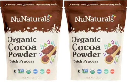 Miniatura 12 de NuNaturals Cacao en polvo orgánico de comercio justo sin azúcar, proceso holandés premium para beber y hornear, 1 libra