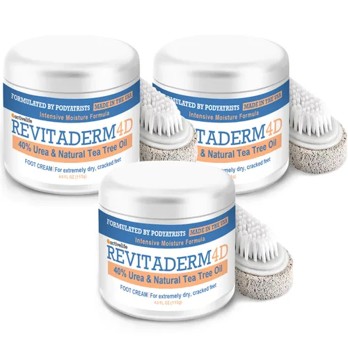 Revitaderm 4D 40% Urea Advanced Crema para pies para talones agrietados y piel seca, reparación intensiva para pies ásperos y callados, absorción