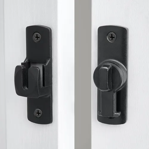 Miniatura 4 de Cerradura Negra para Puerta de Granero Abatible de 90/180 Grados, Protege la Privacidad - Pestillo de Puerta de Seguridad, Herrajes de Pestillos