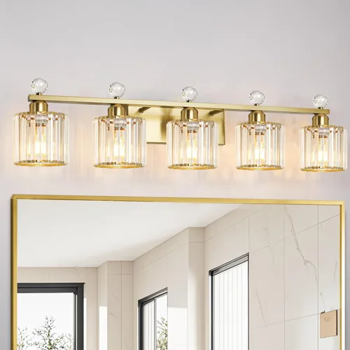 Miniatura 32 de Lxybcce Moderna lámpara de tocador de baño de cristal, 14 pulgadas, 2 luces, accesorios de luz negra sobre el espejo, fácil instalación e
