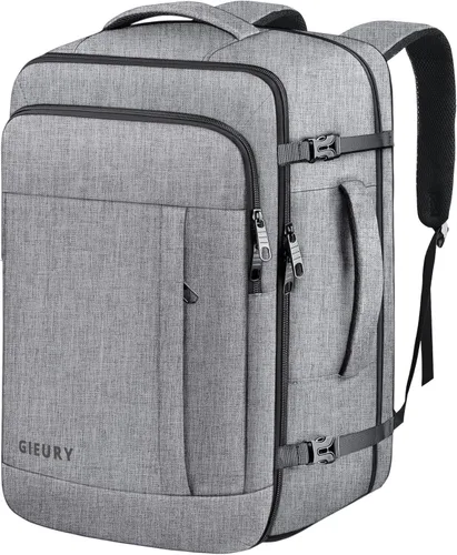Miniatura 7 de Gieury Mochila de viaje, mochila extragrande expandible de 50 litros para hombres y mujeres, mochila de transporte para aviones, artículos Verde