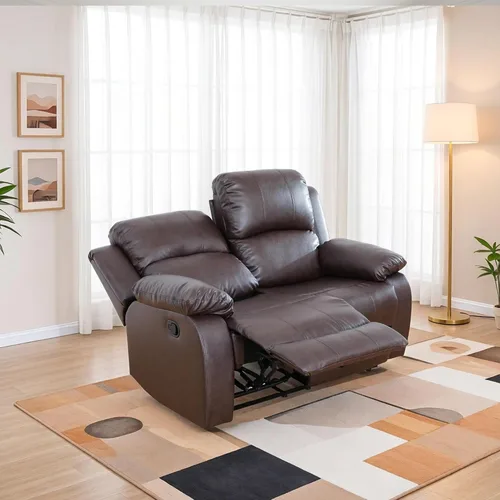 Miniatura 13 de Faux Leather Manual Recliner Sofa Set, 3 Piece Living Room Furniture Set, Loveseat Reclining Couch and 2 Recliner Chairs for RV Home Theater (Black)