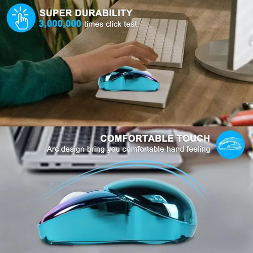 Miniatura 8 de Ratón inalámbrico Bluetooth lindo conejito de doble modo ratón portátil pequeño 2.4G ratón óptico con receptor USB silencioso azul Kawaii conejo