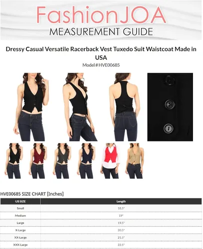 Miniatura 5 de Chaleco de esmoquin para mujer, elegante, casual, versátil, con espalda cruzada, fabricado en Estados Unidos
