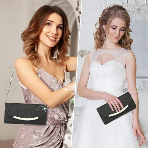 Miniatura 6 de Bolsos de mano para mujer, lentejuelas brillantes, sobre con purpurina, bolsa de noche, formal, boda, fiesta, bolso de mano
