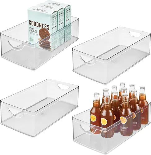 Miniatura 11 de iDesign Contenedor de Almacenamiento Apilable de Plástico Transparente Extra Largo, Organizador para Armario de Cocina o Despensa