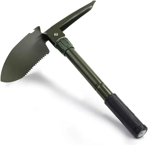 Miniatura 3 de Pala plegable de jardinería, pala militar para campamento, equipo de supervivencia, herramienta de enganche con bolsa de transporte, mango de metal