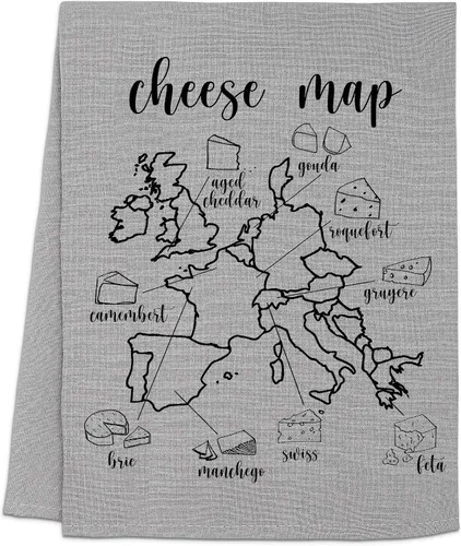 Miniatura 10 de Moonlight Makers Divertidas toallas de cocina con temática de queso, paños de cocina decorativos hechos a mano de algodón, paño de té absorbente