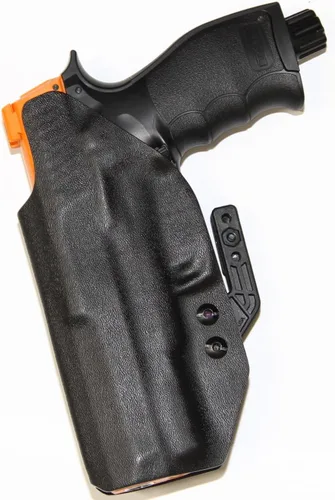 Miniatura 5 de REVKEL Custom IWB/AIWB Kydex Holster CCW para pistola de bolas de pimienta UMAREX T4E PDP50 con garra Modwing. Hecho a mano en Texas, EE. UU.