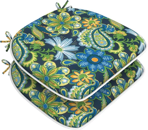 Miniatura 47 de DYTXIII Juego de 2 cojines para sillas de exterior con lazos, almohadillas repelentes al agua para sillas de patio de 17 x 16 pulgadas para muebles