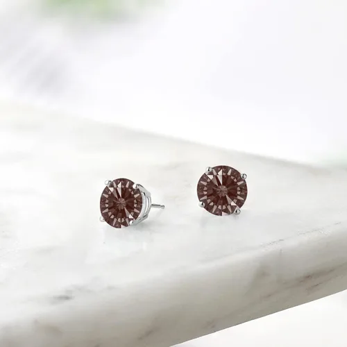 Miniatura 75 de Gem Stone King Aretes de plata de ley 925 con piedra natal redonda de 0.276 in para mujer