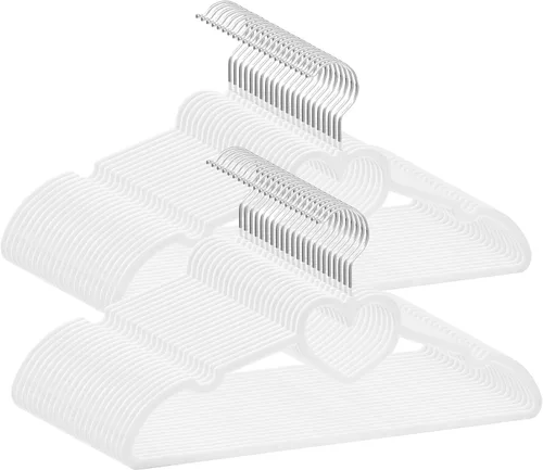 Paquete de 50 perchas de terciopelo blanco, perchas antideslizantes de 16 pulgadas para adultos, colgador de ropa delgado con gancho giratorio de