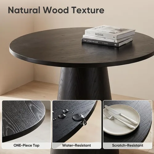 Miniatura 5 de Mesa de comedor redonda de madera para 2-4, moderna mesa de cocina de granja, mesas de comedor circulares pequeñas de 35 pulgadas con pedestal