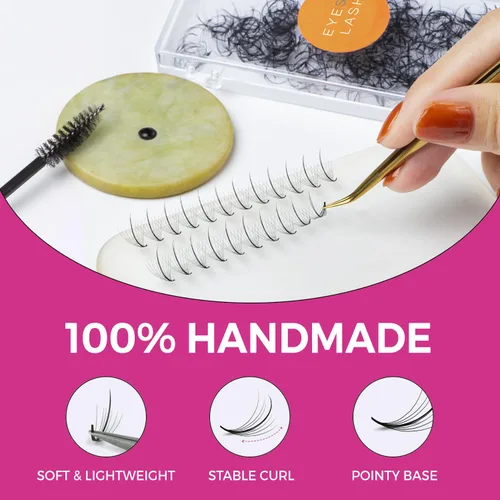 Miniatura 4 de Eyesy Lash 500 Abanicos Wispy Promade - 9D 0.05 Tamaño 8mm Rizo D - Pestañas Naturales Wispy Sueltas Abanicos de Pestañas Premade para Extensiones