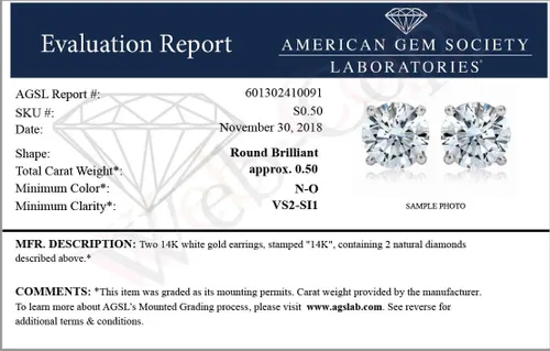 Miniatura 5 de Aretes de diamantes certificados VS2-SI1 de 14 a 2 cttw con cierre de rosca de oro blanco de 14 quilates