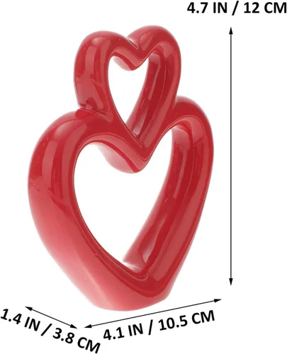 Miniatura 2 de Abaodam Figura de corazón de boda, adorno de corazón de cerámica, decoración romántica para estante de escritorio, hogar, oficina, aniversario