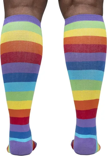Miniatura 3 de Sock It To Me Calcetines altos elásticos de pantorrilla ancha hasta la rodilla Arcoiris Rainbow talla única