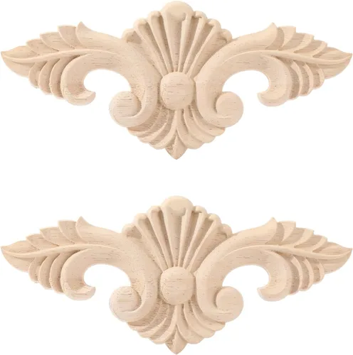 Miniatura 15 de Apliques de madera - Onlays tallados a mano (sin pintar) para puerta, pared, gabinete, chimenea y armario