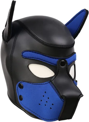 Máscara de neopreno de cara completa para cachorro, capucha extraíble, máscara de Halloween (azul, máscara)