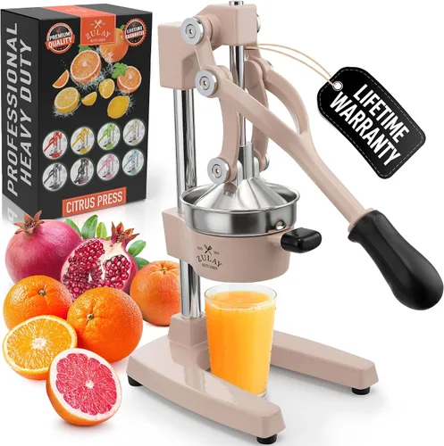 Miniatura 12 de Zulay Kitchen Exprimidor de hierro fundido, exprimidor manual resistente con coladores desmontables para una fácil limpieza, prensa de jugo