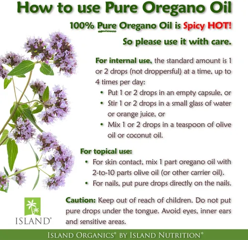 Miniatura 7 de Island Nutrition, Gotas líquidas orgánicas de aceite de orégano - 100% puro y sin diluir - Certificado orgánico por USDA (1 oz) 75% Carvacrol