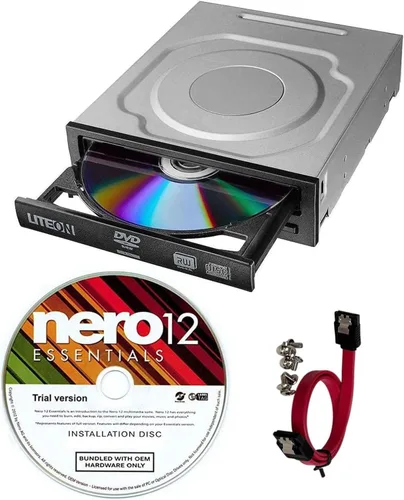 Miniatura 2 de Lite-On - Unidad de grabación de DVD/CD SATA de 24X, unidad óptica de reproducción de DVD de 5.25 pulgadas con Nero 12 Essentials, cable y tornillos
