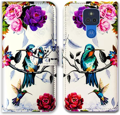 Miniatura 12 de Bcov Funda para Moto G Play 2021 [no compatible con G Play 2020], funda de piel con tapa para teléfono con diseño de flor de ciruelo con ranura