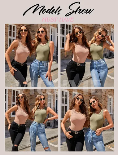 Miniatura 6 de VICHYIE - Camiseta de tirantes para el verano para mujeres básica sin mangas camiseta ajustada de punto acanalado blusas con espalda cruzada
