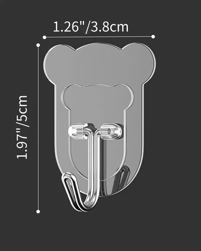 Miniatura 9 de 10 ganchos adhesivos resistentes de 10 libras máximo, ganchos de pared transparentes e impermeables para baño, ducha, cocina, oficina, sin daños