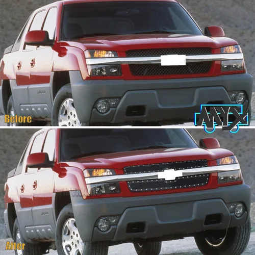 Miniatura 7 de Rejilla de remache frontal de acero inoxidable negra compatible con Chevy Avalanche 1500/2500 03-05 Silverado1500/1500HD/SS/2003-2004 Chevy