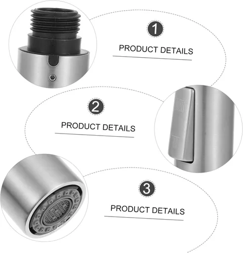 Miniatura 3 de Cabezal rociador de grifo de fregadero de cocina, boquilla de pulverización ajustable de repuesto para cocina y lavandería con dos modos